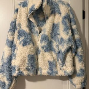 SO Blue and White Sherpa Jacket